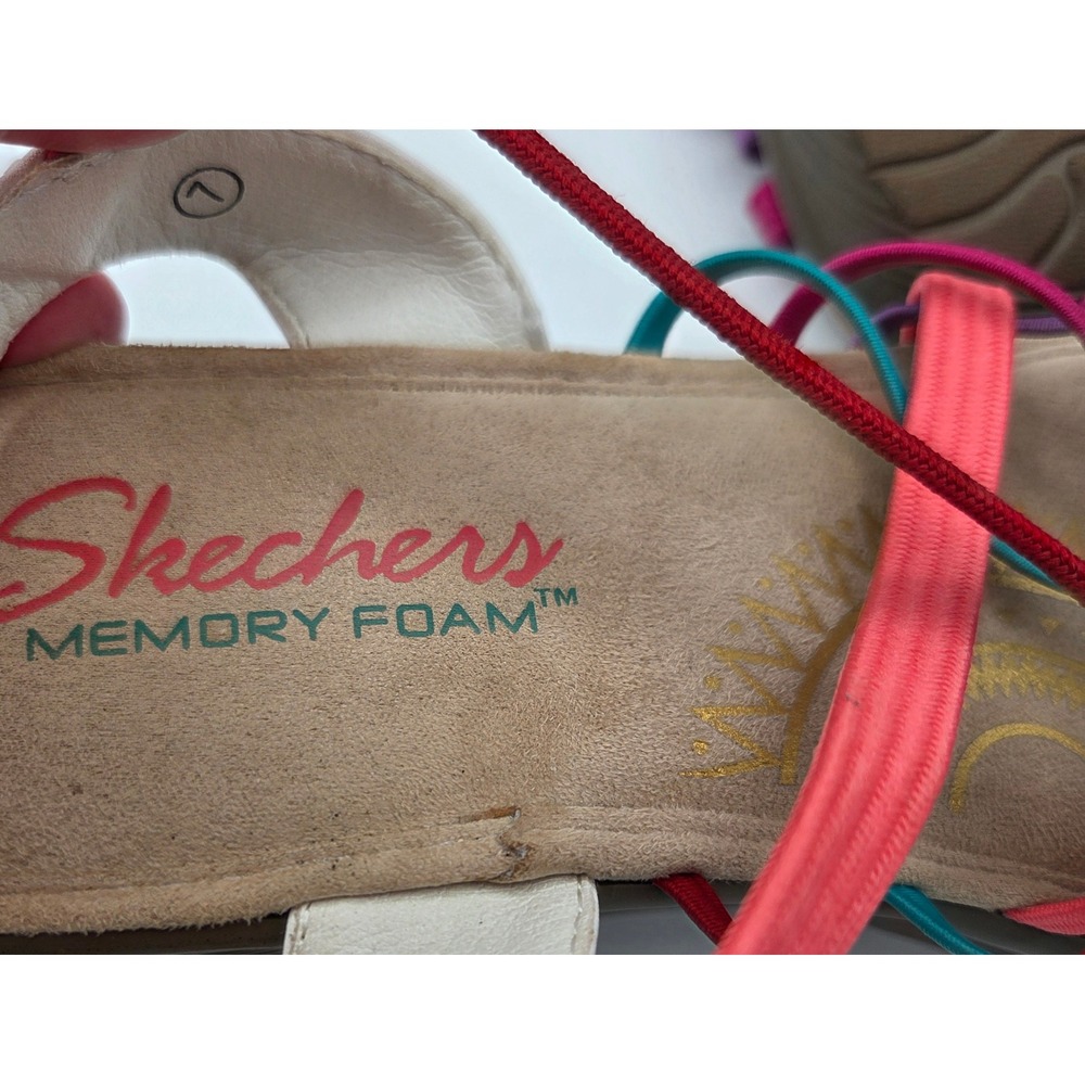 Skechers Rumblers Wild Child Multi Color Strappy Wedge Sandals Womens 7 white - Picture 6 of 8